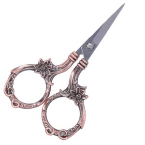 Vintage European Style Scissors, Vintage Flower Scissors DIY European Style Needlework Embroidery Retro Craft Collection For Art Work & Everyday Use(Copper) Bonsai Cutters