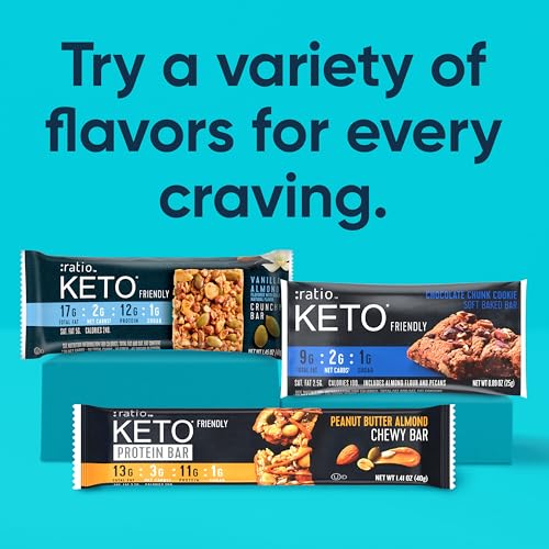 :ratio KETO Friendly Crunchy Bars, Vanilla Almond, Gluten Free Snack, 4 ct