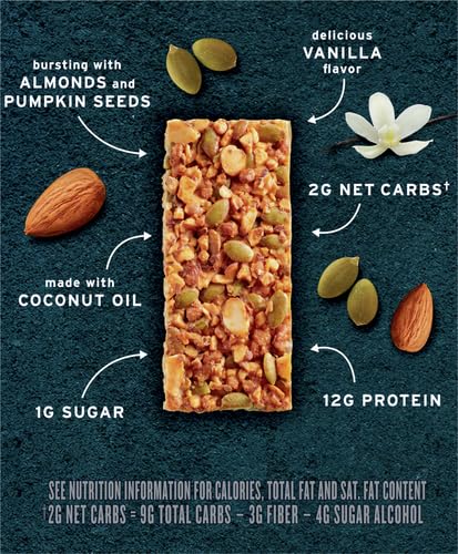 :ratio KETO Friendly Crunchy Bars, Vanilla Almond, Gluten Free Snack, 4 ct