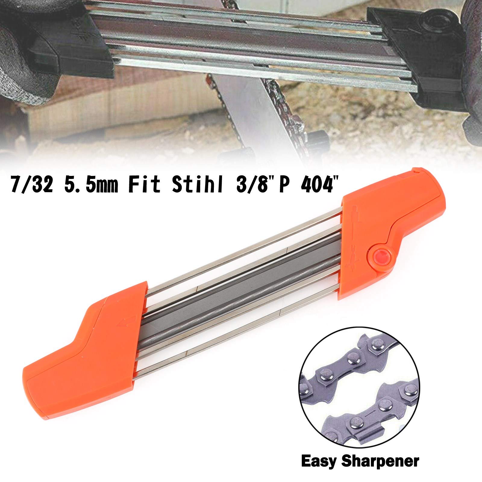 Frezon 2 IN 1 Easy Chainsaw File Chain Sharpener Kits 7/32 5.5mm Fit for Stihl 3/8"P 404"