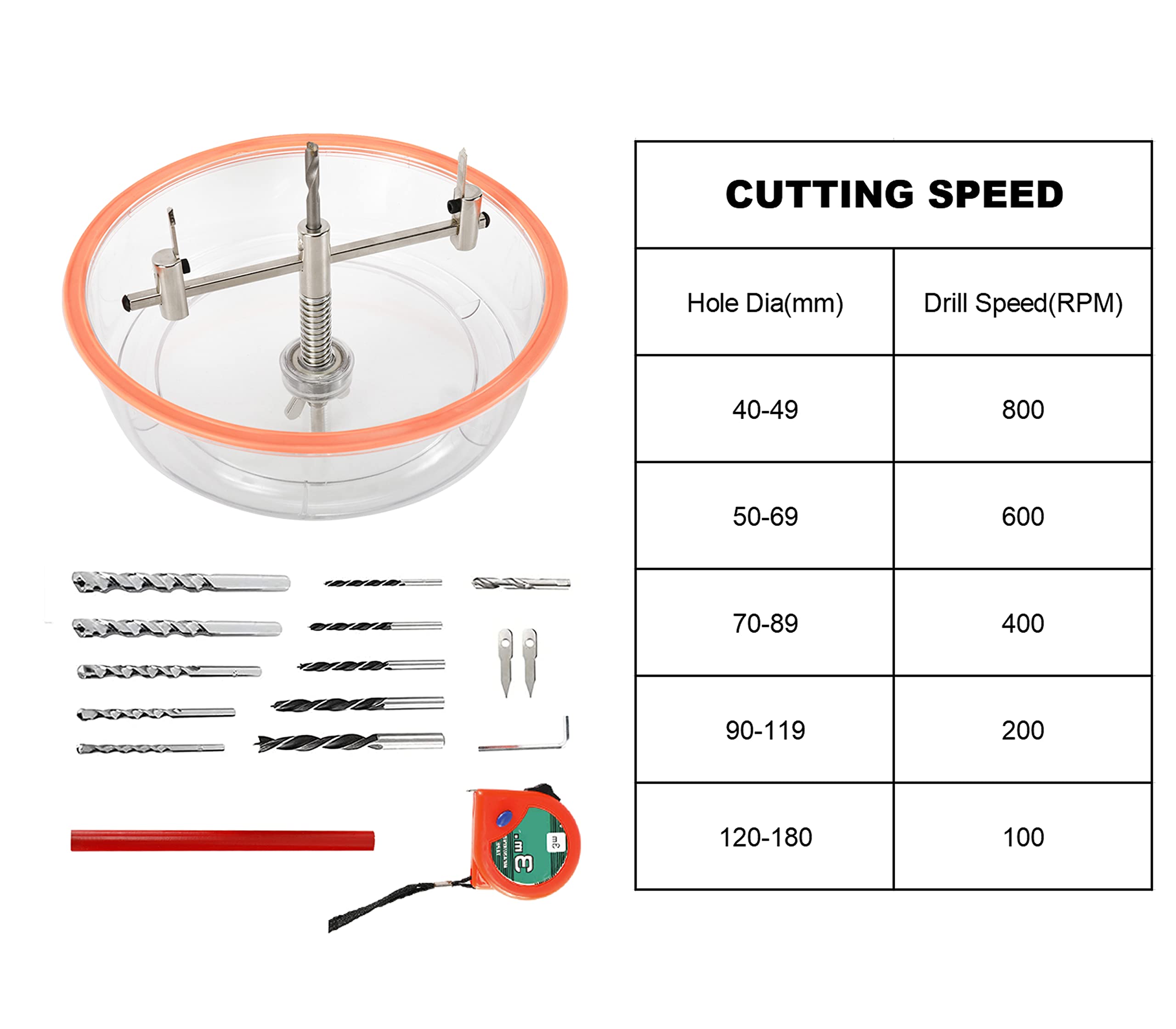 Toolly Adjustable Hole Saw Cutter Kit 1-5/8" to 8" (40-200mm) Twin Blade Circle Hole Saw Cutter with ABS Dust Shield for Making recessed Lights, Speaker Holes or Ventilation Holes