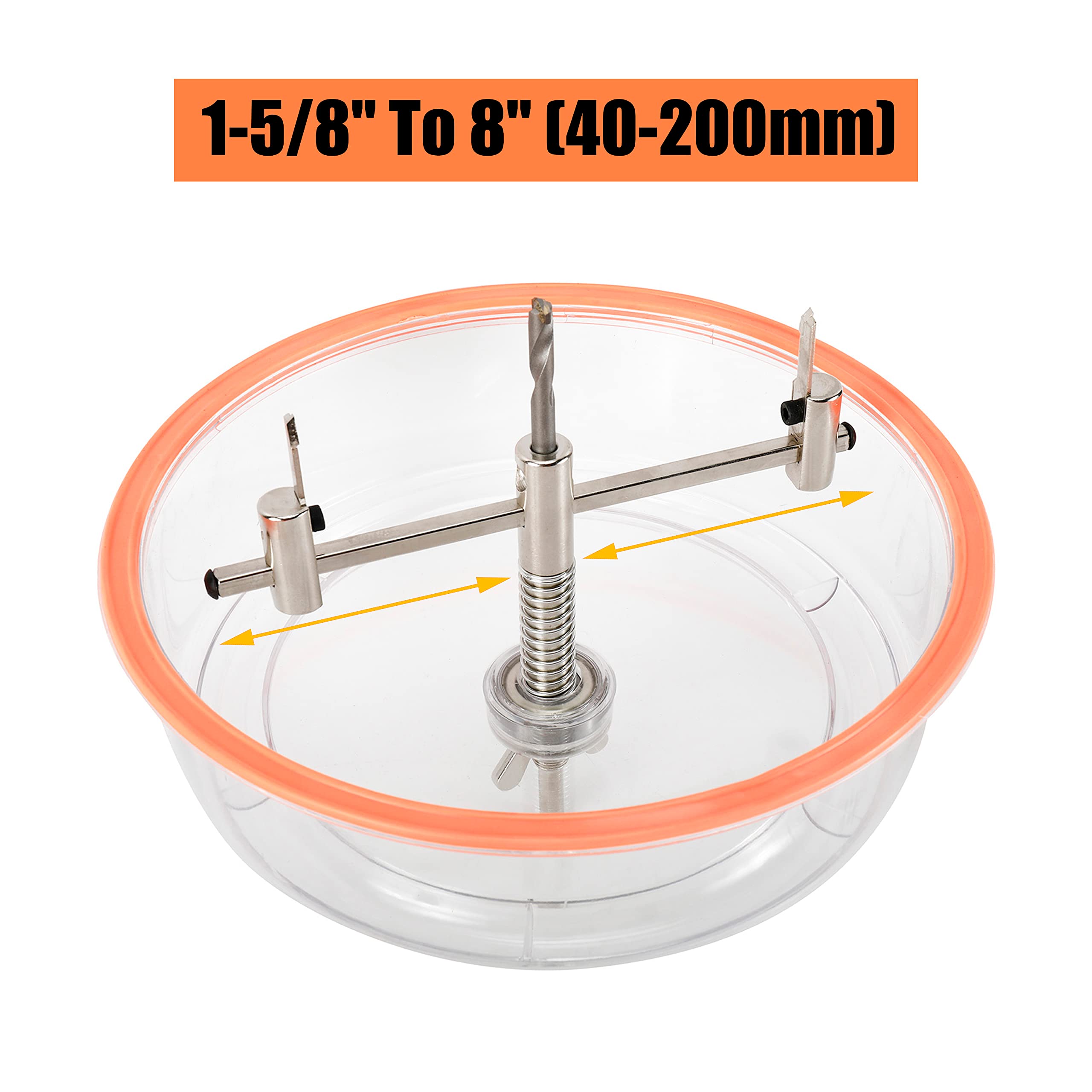 Toolly Adjustable Hole Saw Cutter Kit 1-5/8" to 8" (40-200mm) Twin Blade Circle Hole Saw Cutter with ABS Dust Shield for Making recessed Lights, Speaker Holes or Ventilation Holes