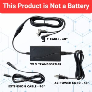 Universal Dual Power Supply Transformer Kit for Electric Reclining Furniture Power Recliner, Lift Chairs, Sofa or Sectionals - 29V 2A AC Power Cord Cable, Extension Cable and Y Cable (Not a Battery)