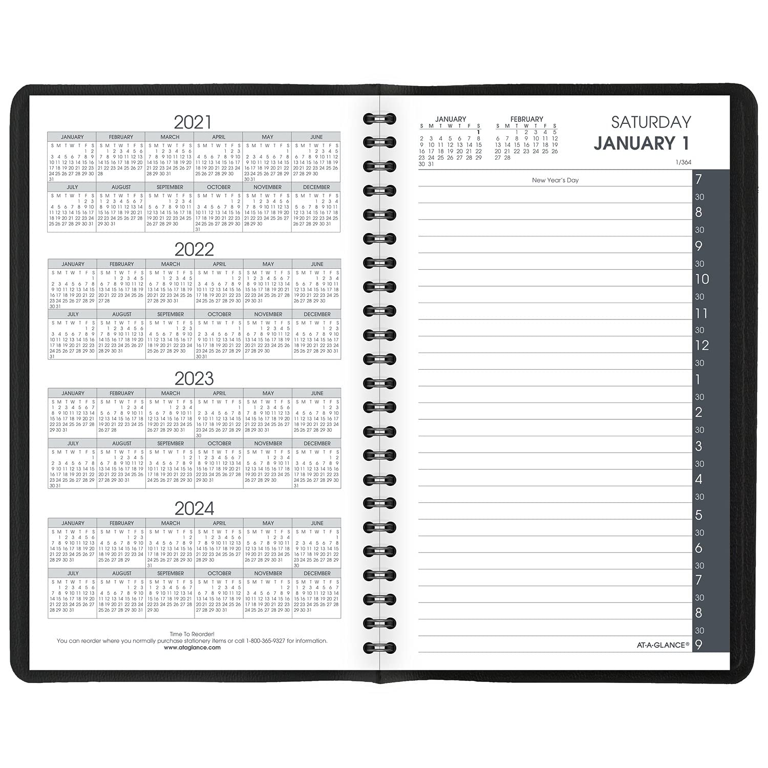 AT-A-GLANCE 2022 Daily Appointment Book & Planner by AT-A-GLANCE, 5" x 8", Small, Black (7020705)