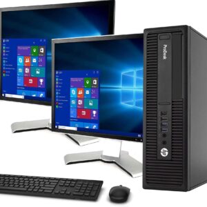 HP 600 G2 SFF Computer Desktop PC, Intel Core i5-6500 3.2GHz Processor, 8GB Ram, 128GB M.2 SSD, 1TB HDD,Wireless Keyboard & Mouse, WiFi | Bluetooth, New Dual 19 Monitor, Windows 10 Pro (Renewed)