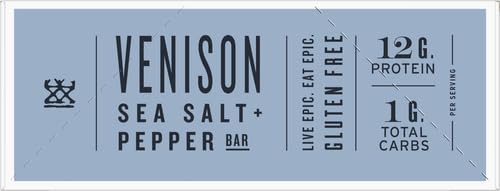 EPIC Venison Sea Salt & Pepper Bars, Keto Friendly, Gluten Free, 12 ct