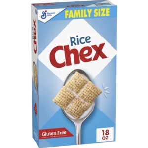 rice chex gluten free breakfast cereal, made with whole grain, family size, 18 oz