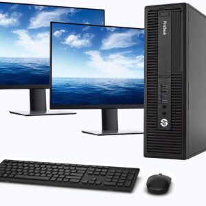 HP 600 G2 SFF Computer Desktop PC, Intel Core i5-6500 3.2GHz Processor, 16GB Ram, 128GB M.2 SSD, 1TB HDD,Wireless Keyboard & Mouse, WiFi | Bluetooth, Dual 23.8" Monitor, Win 10 Pro (Renewed)