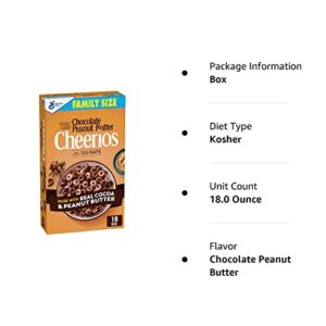 Chocolate Peanut Butter Cheerios Breakfast Cereal, Family Size, 18 OZ