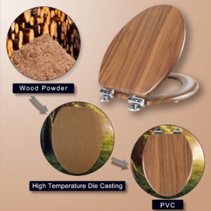 Elongated Toilet Seat Molded Wood Toilet Seat with Quietly Close and Quick Release Hinges, Easy to Install also Easy to Clean by Angol Shiold (Elongated, Natural)