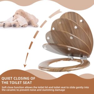 Elongated Toilet Seat Molded Wood Toilet Seat with Quietly Close and Quick Release Hinges, Easy to Install also Easy to Clean by Angol Shiold (Elongated, Natural)