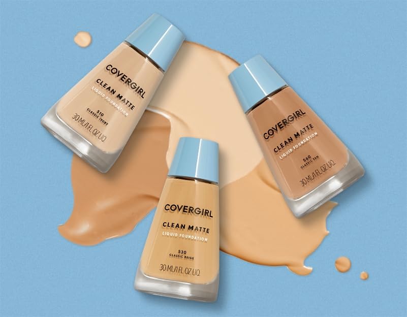 COVERGIRL Clean Matte Liquid Foundation, Perfect Beige 548, Pack of 1