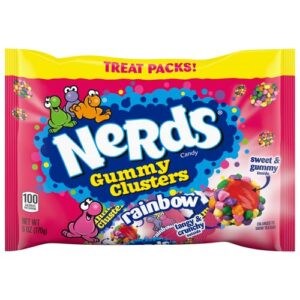 nerds gummy clusters candy, halloween trick or treat packs, 6oz bag