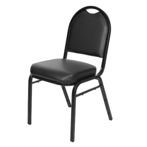 OEF Furnishings Premium Vinyl Upholstered Stack Banquet Chair, Pack of 2, Black/Black