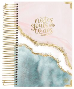 bloom daily planners new undated hardcover calendar & daily bound to do list spiral notebook - notes, goals, to do's planning system - 8.25" x 6.5" - daydream believer