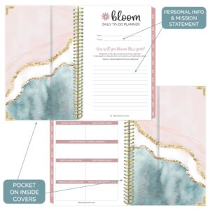 bloom daily planners New UNDATED Hardcover Calendar & Daily Bound To Do List Spiral Notebook - Notes, Goals, to Do's Planning System - 8.25" x 6.5" - Daydream Believer