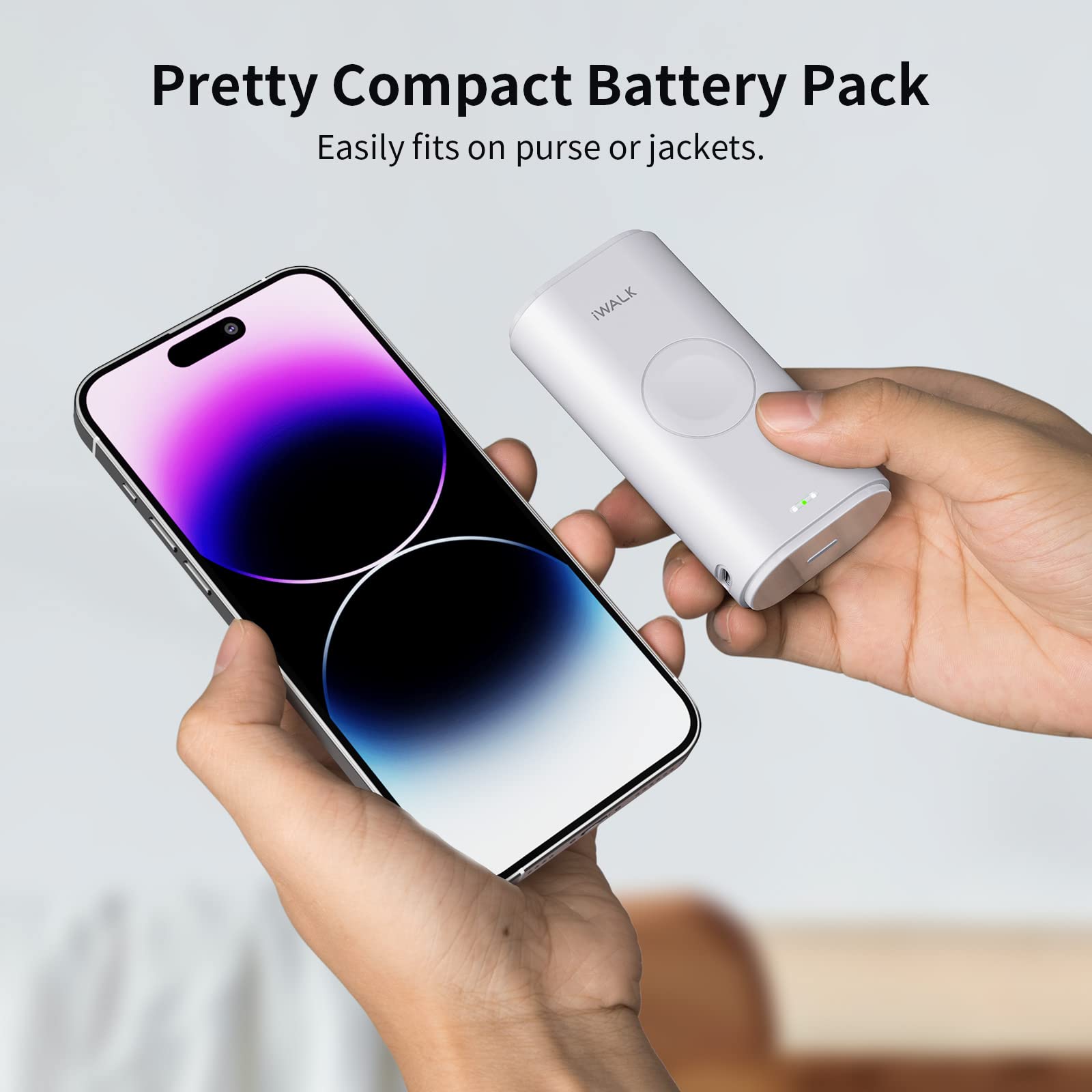 iWALK Portable Charger for iWatch, 9000mAh Power Bank with Built in Cable, Battery Pack Charger Portable Compatible with Apple Watch Series 8/7/6/Se/5/4/3/2, iPhone14/13/12/12 Pro Max/ 11/6s