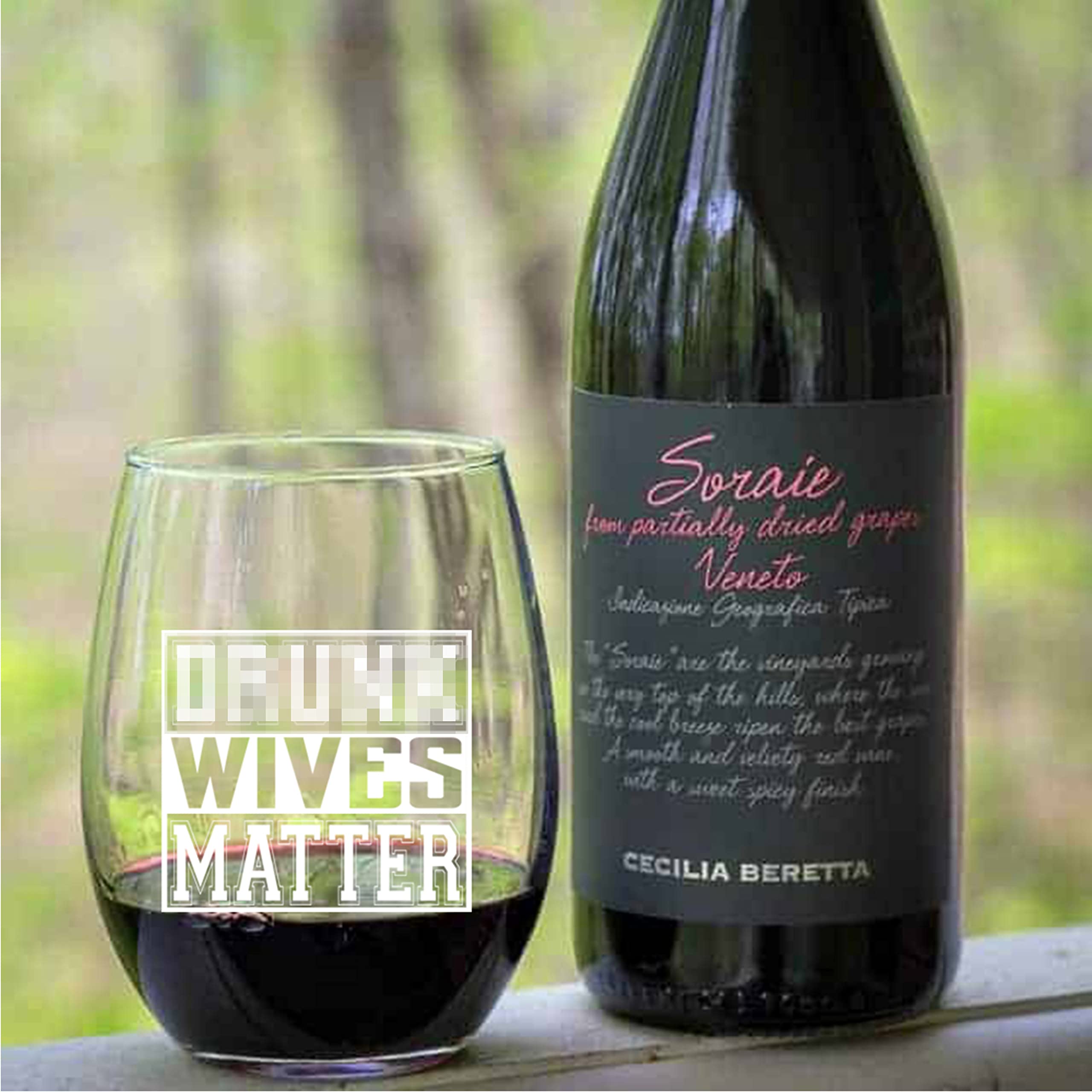 AGMDESIGN Wives Matte Funny Stemless Wine Glass, Premium Birthday Gifts for Women, Her, Sister, Wife, Boss, Mom, Aunt, BFF, Coworkers, Unique Present Idea from Husband to Wife