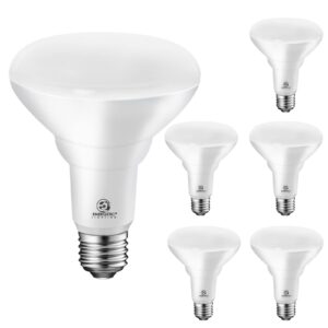 energetic led recessed light bulbs br30, 105w equivalent, 1500lm, dimmable, warm white 3000k, indoor flood lights for recessed cans, ul listed, 6 pack