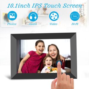 WiFi Digital Picture Frame 10.1 Inch Smart Digital Photo Frame with IPS Touch Screen HD Display, 16GB Storage Easy Setup to Share Photos or Videos Anywhere via Free Frameo APP (Black Frame)