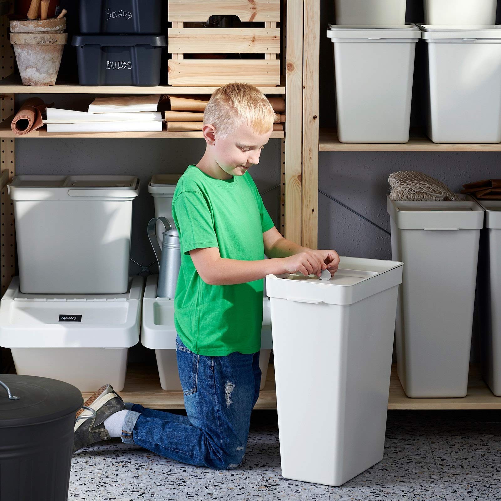 IKEAIkea TSSP Bin with lid, Light grey22 l (6 Gallon),Blue