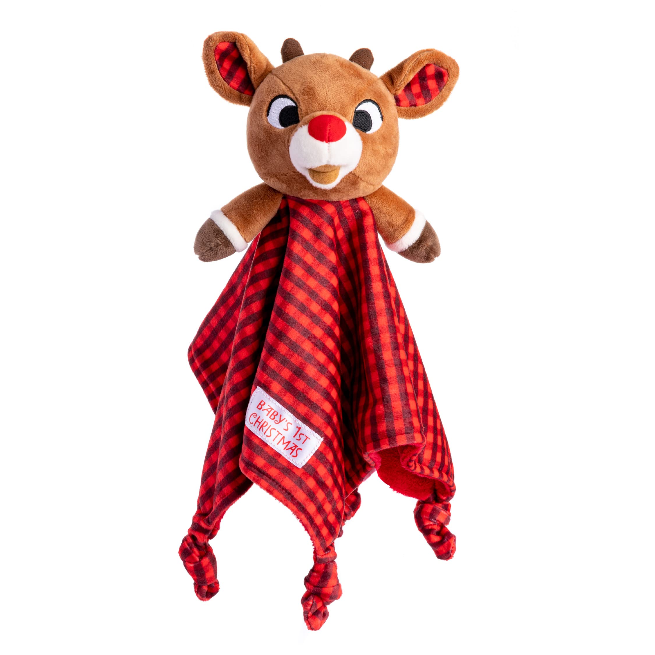 KIDS PREFERRED Rudolph The Red-Nosed Reindeer Rudolph Plush Stuffed Animal Snuggler Lovey Security Blanket, 12.5 Inches