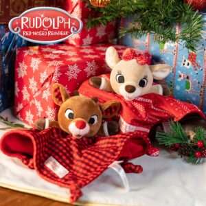 KIDS PREFERRED Rudolph The Red-Nosed Reindeer Rudolph Plush Stuffed Animal Snuggler Lovey Security Blanket, 12.5 Inches