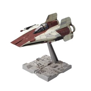 revell (bandai original 01210 star wars a-wing starfighter 1:72 scale unbuilt/pre-coloured/clip-together (non-glue) plastic model kit with display base