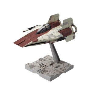 Revell (Bandai Original 01210 Star Wars A-Wing Starfighter 1:72 Scale Unbuilt/Pre-Coloured/Clip-Together (Non-Glue) Plastic Model Kit with Display Base