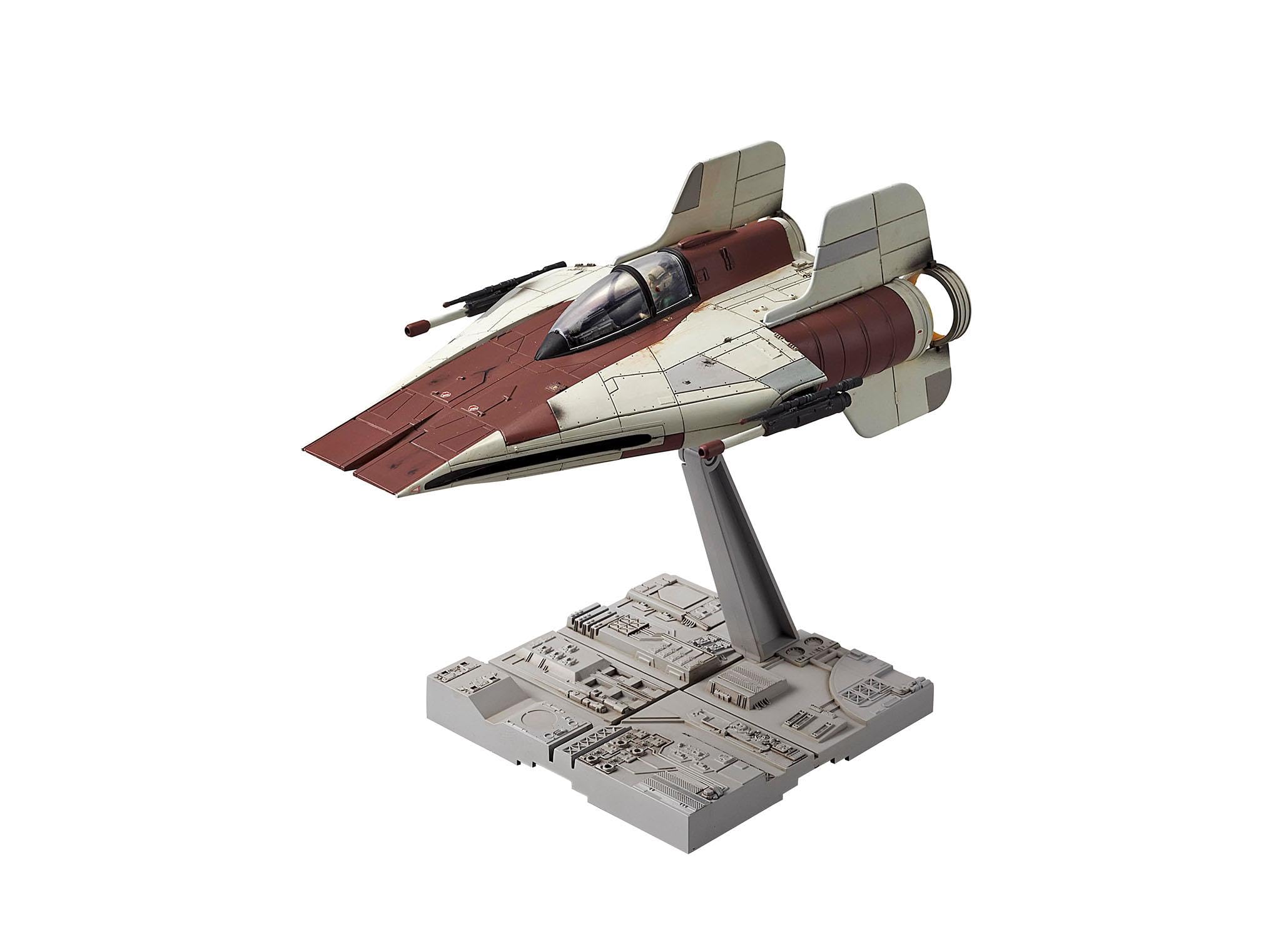 Revell (Bandai Original 01210 Star Wars A-Wing Starfighter 1:72 Scale Unbuilt/Pre-Coloured/Clip-Together (Non-Glue) Plastic Model Kit with Display Base