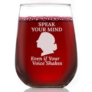 dems for usa rbg wine glass stemless | speak your mind - ruth bader ginsburg | 15oz commercial chip resistant tumbler | made in usa, 2m103-438