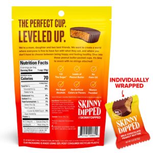 SkinnyDipped Milk Chocolate Peanut Butter Cups, 4g Sugar, Low Sugar, No Palm Oil, Gluten Free, 3.2oz Bag, 4 Pack (24 Cups Total)