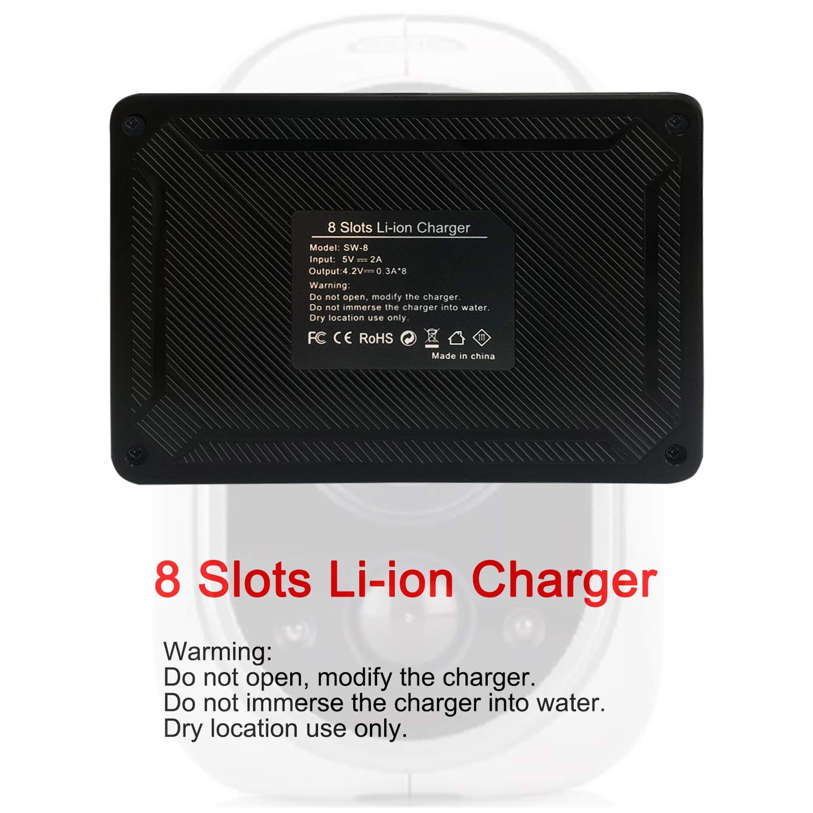 Arlo Batteries Rechargeable Charger for CR123A 3.7V Rechargeable Battery for Arlo Camera (VMC3030/VMK3200/VMS3330/3430/3530), Not for CR123A Non-Rechargeable Battery