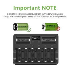 Arlo Batteries Rechargeable Charger for CR123A 3.7V Rechargeable Battery for Arlo Camera (VMC3030/VMK3200/VMS3330/3430/3530), Not for CR123A Non-Rechargeable Battery