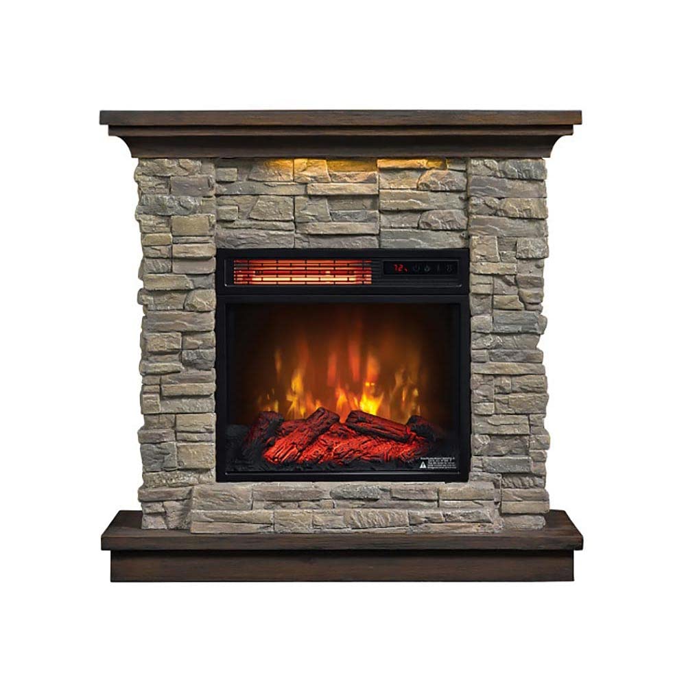 duraflame® Wall Mantel Electric Fireplace with Remote Control, Smoky Gray Stone