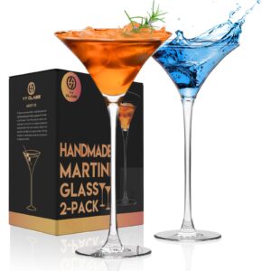 yy martini glasses set of 2-8.5oz bar glasses, crystal tall coupe cocktail glass with stem for martini, manhattan, margarita & cocktails