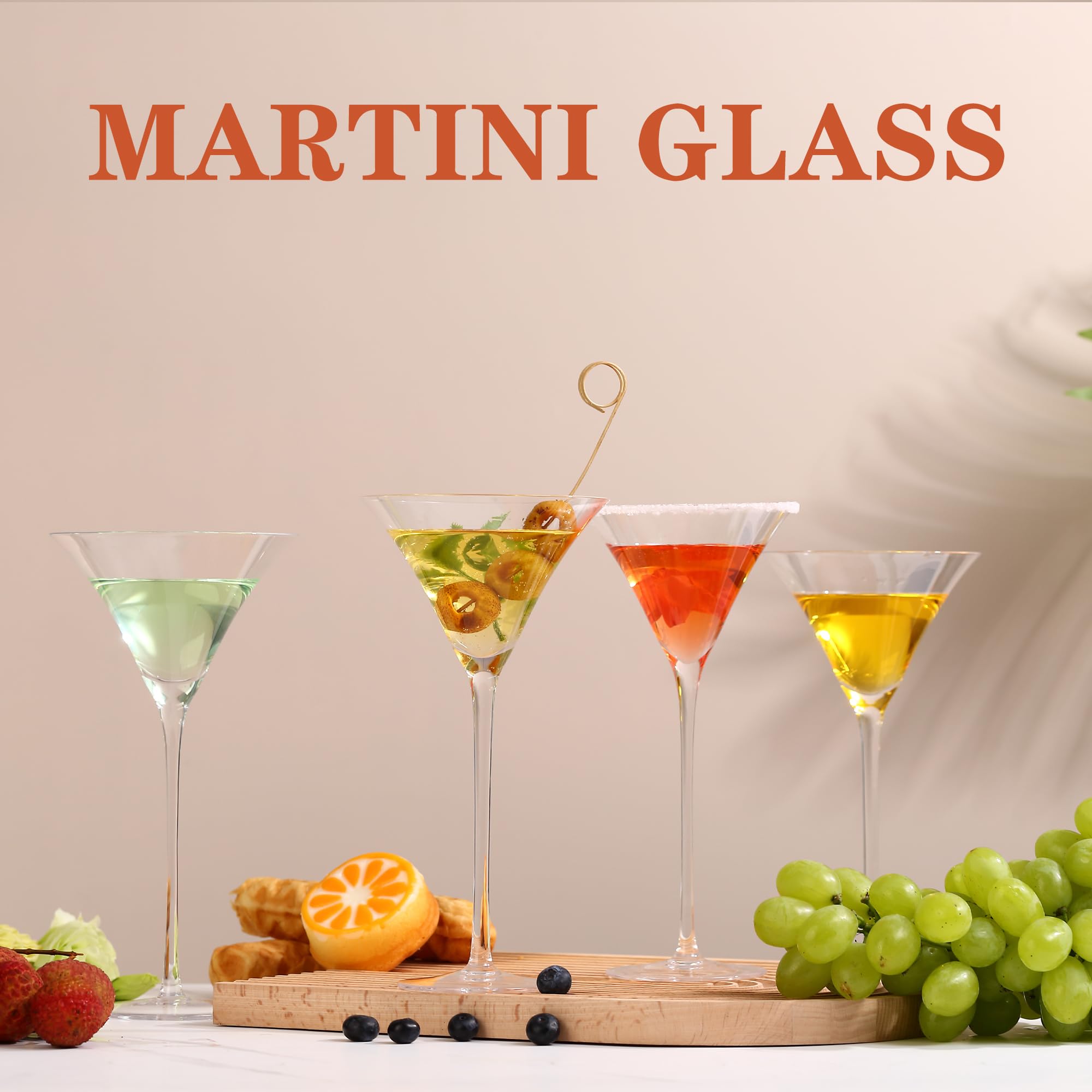 YY Martini Glasses Set of 2-8.5oz Bar Glasses, Crystal Tall Coupe Cocktail Glass with Stem for Martini, Manhattan, Margarita & Cocktails