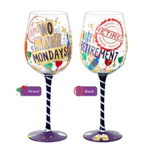 nymphfable hand-painted retirement wine glass personalised gift for friend family 15oz (multi-retirement)
