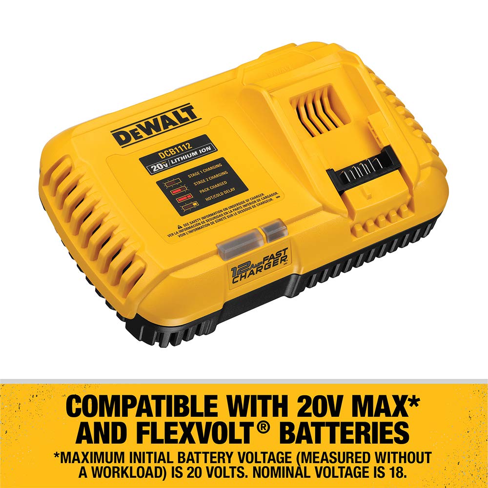 DEWALT Battery Charger, 20V + Flexvolt Fast Charger (DCB1112)