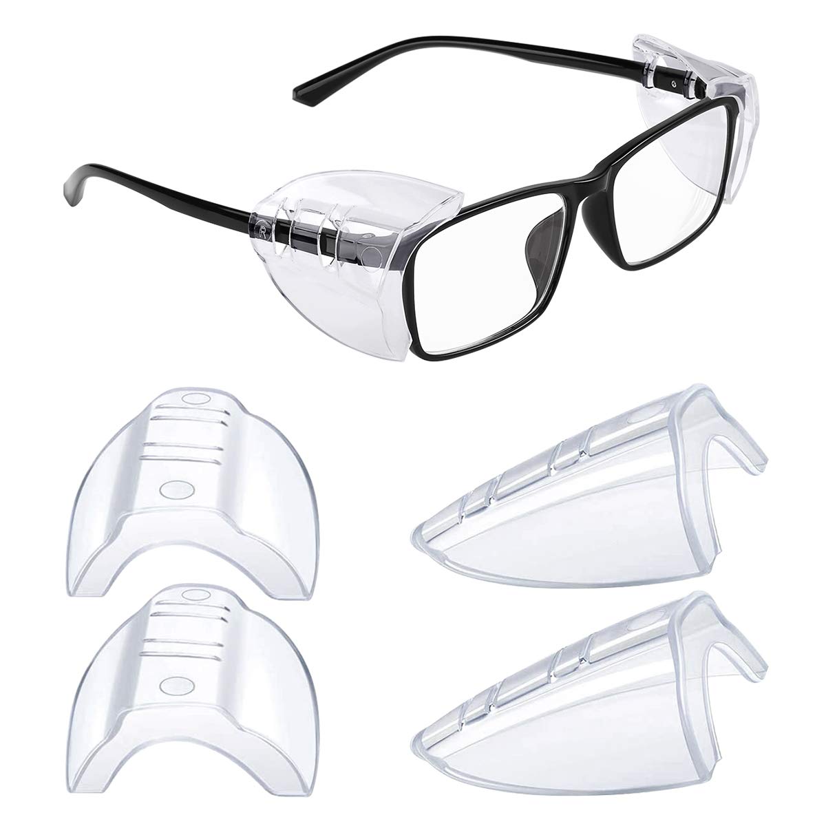 Eye Glasses Side Shields, Flexible Slip on Side Shields for Prescription Glasses Fits Small to Medium Eyeglasses (Clear-2)