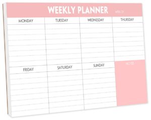 weekly planning pad - tear off to do list pad with daily schedule & calendar, 52 sheets, 100gsm paper, undated weekly planning notepad, 6x9 in