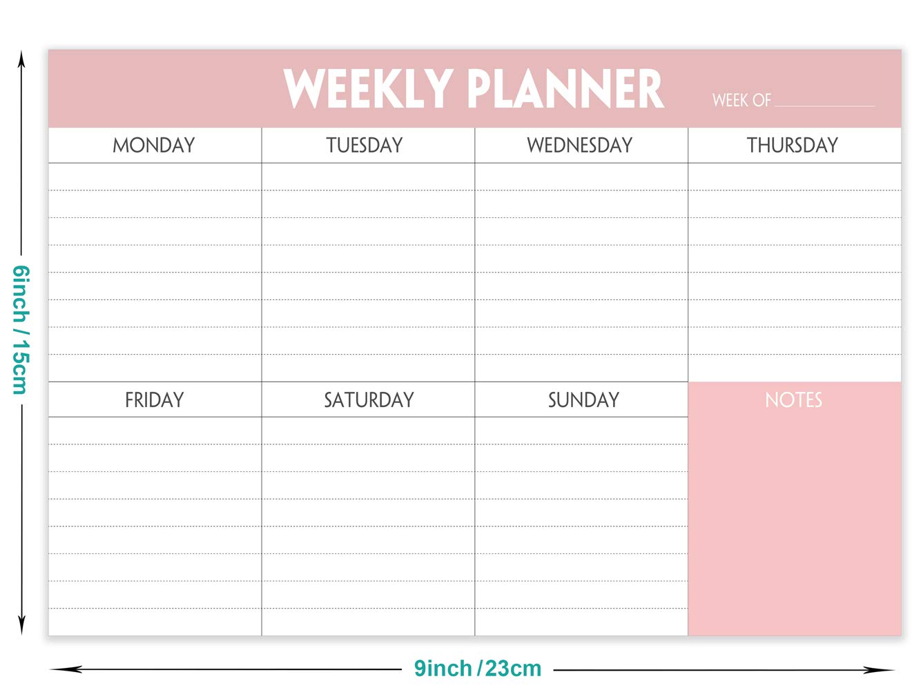 Weekly Planning Pad - Tear Off To Do List Pad with Daily Schedule & Calendar, 52 Sheets, 100gsm Paper, Undated Weekly Planning Notepad, 6x9 in