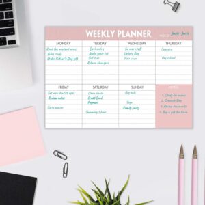 Weekly Planning Pad - Tear Off To Do List Pad with Daily Schedule & Calendar, 52 Sheets, 100gsm Paper, Undated Weekly Planning Notepad, 6x9 in