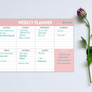 Weekly Planning Pad - Tear Off To Do List Pad with Daily Schedule & Calendar, 52 Sheets, 100gsm Paper, Undated Weekly Planning Notepad, 6x9 in