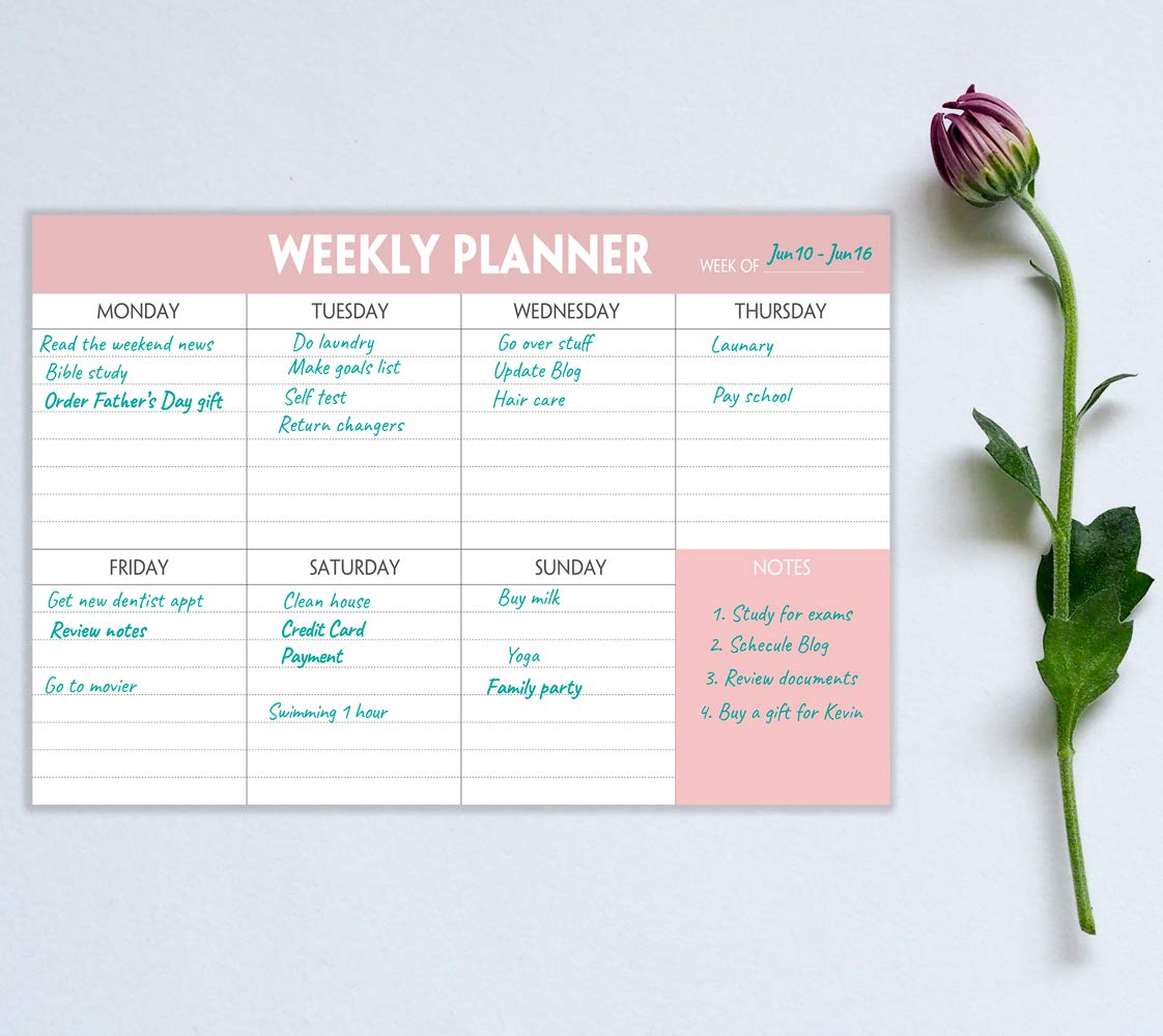 Weekly Planning Pad - Tear Off To Do List Pad with Daily Schedule & Calendar, 52 Sheets, 100gsm Paper, Undated Weekly Planning Notepad, 6x9 in