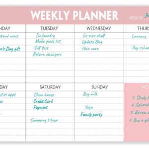 Weekly Planning Pad - Tear Off To Do List Pad with Daily Schedule & Calendar, 52 Sheets, 100gsm Paper, Undated Weekly Planning Notepad, 6x9 in