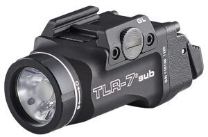 streamlight 69400 tlr-7 sub 500-lumen pistol light without laser designed exclusively and solely for railed glock 43x mos/48 mos/43x rail/48 rail handguns, includes mounting kit with key, black