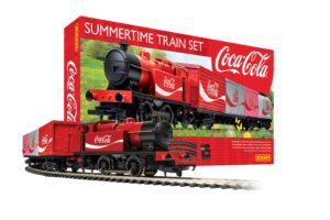 hornby hobbies the coca-cola summertime oo electric model train set ho track with remote controller & us power supply r1276t, red