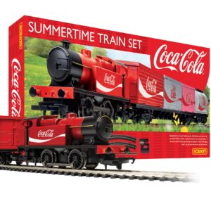 Hornby Hobbies The Coca-Cola Summertime OO Electric Model Train Set HO Track with Remote Controller & US Power Supply R1276T, Red