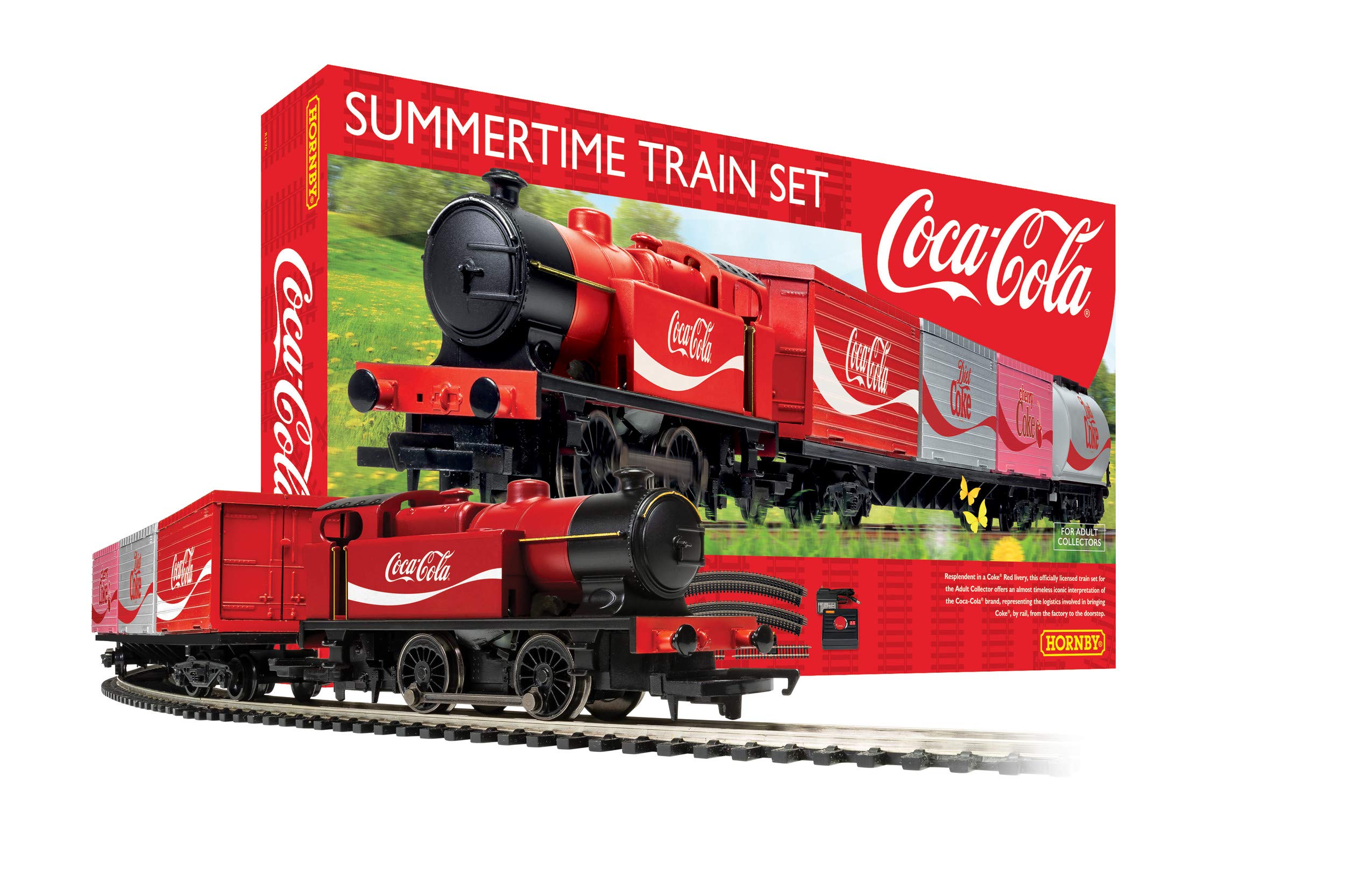 Hornby Hobbies The Coca-Cola Summertime OO Electric Model Train Set HO Track with Remote Controller & US Power Supply R1276T, Red